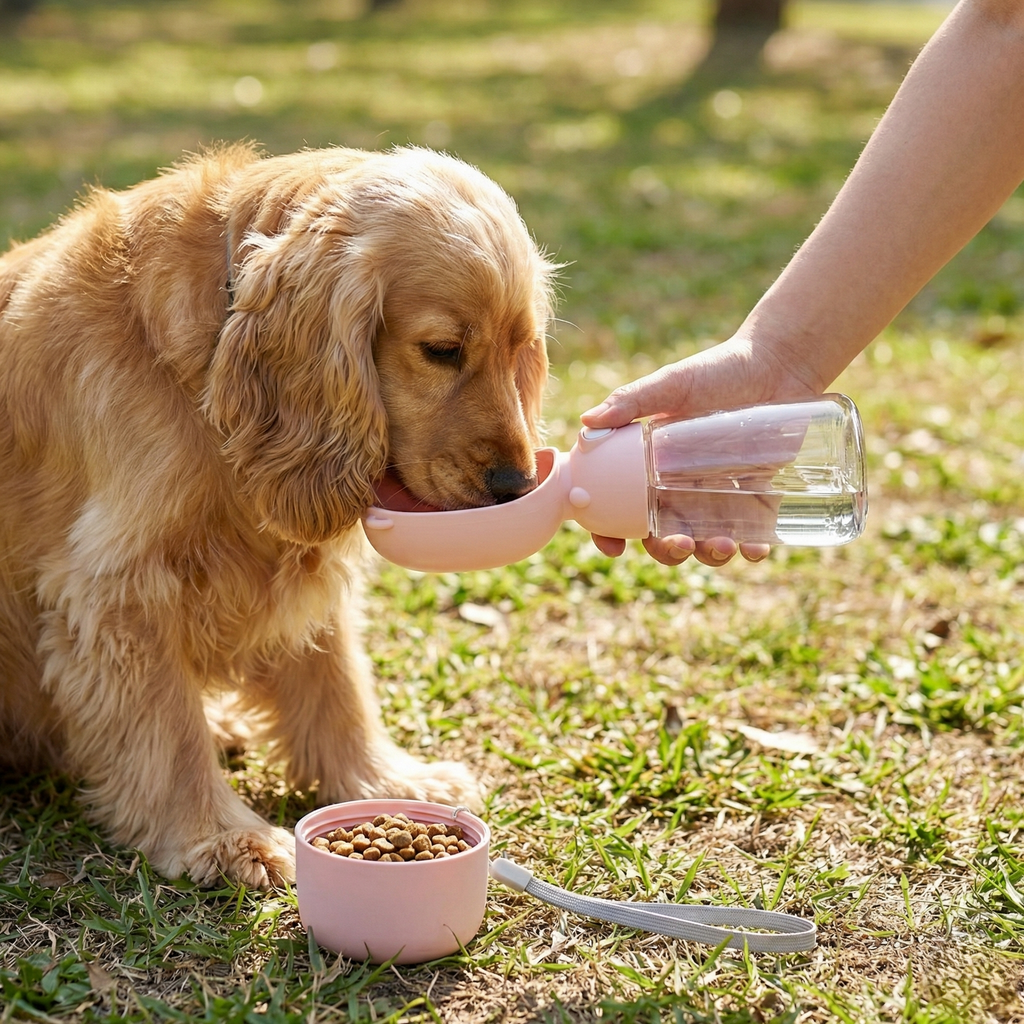 Borraccia da viaggio 2-in-1 – Acqua e snack per cani e gatti