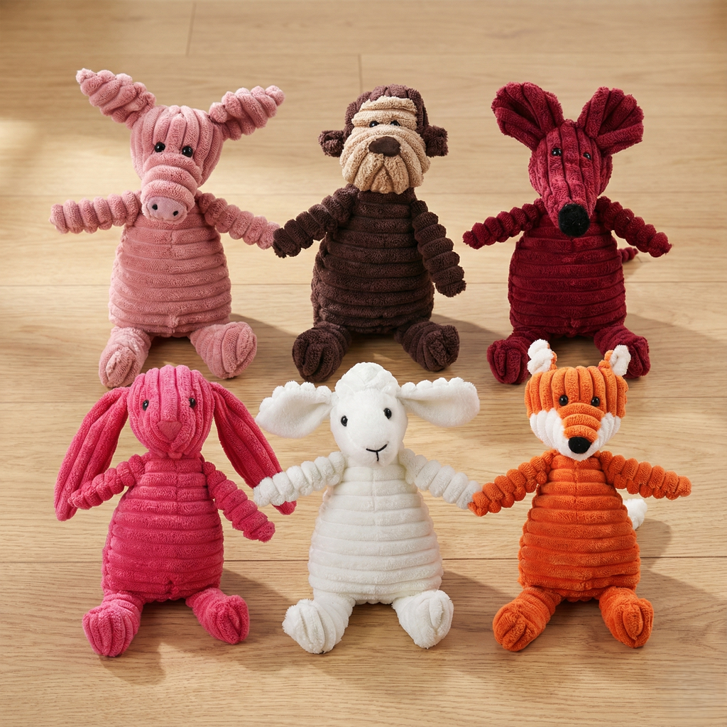 Giocattolo in corduroy con suono – Dentizione e divertimento