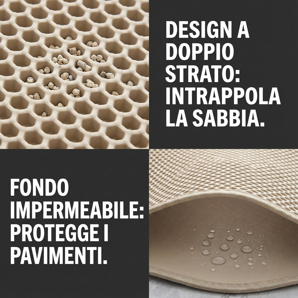 Tappetino lettiera 90×60 cm doppio strato – Impermeabile e antiscivolo