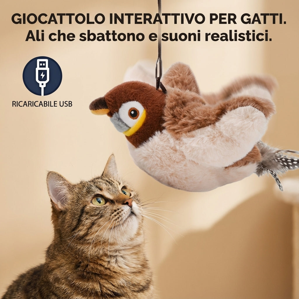 Uccellino interattivo con catnip – Stimolazione realistica