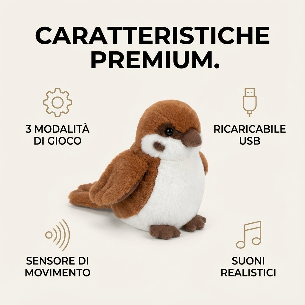 Uccellino interattivo con catnip – Stimolazione realistica