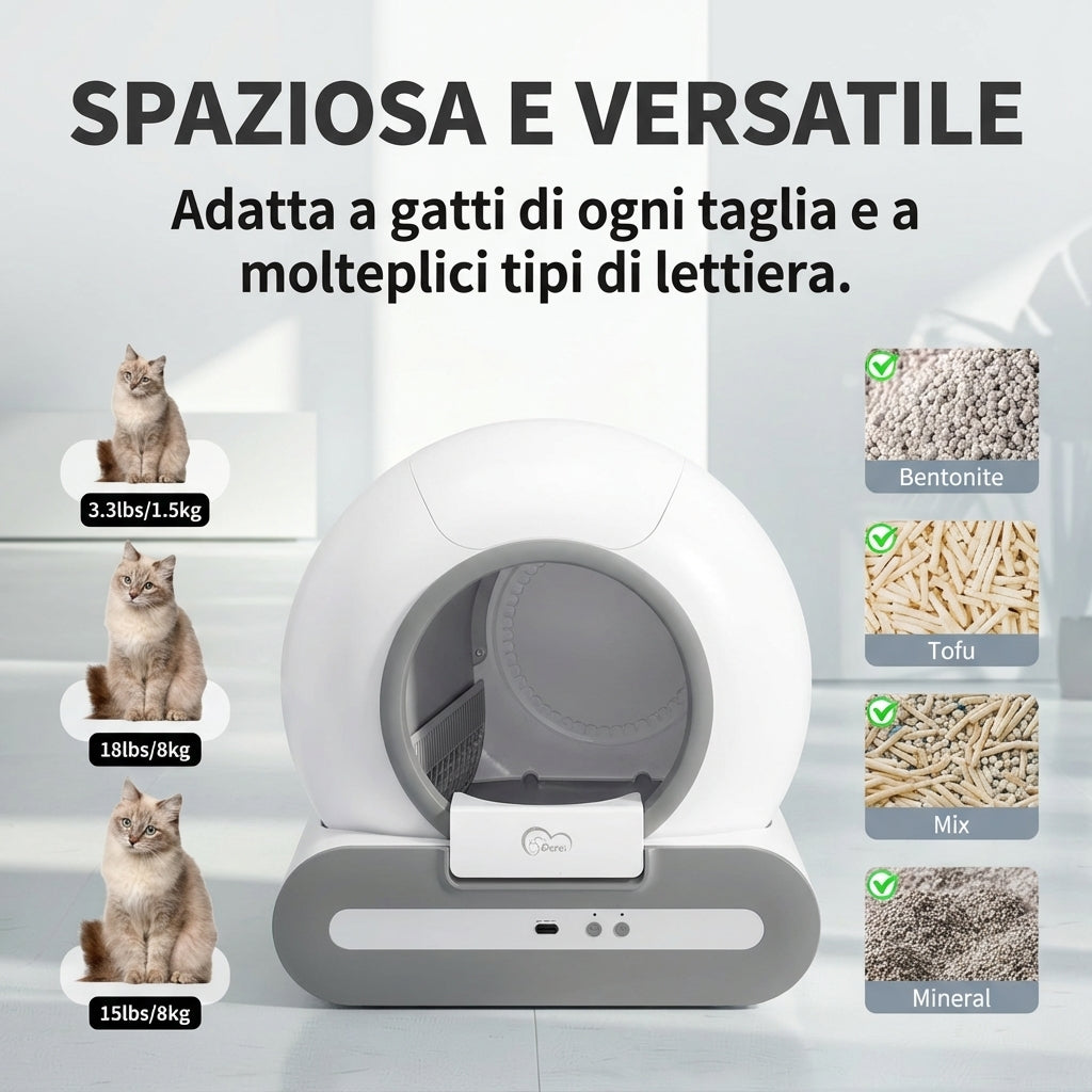 Lettiera autopulente smart con app – Igiene automatica