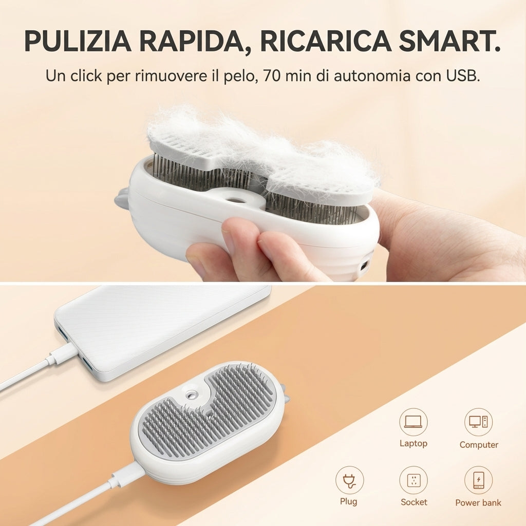 Spazzola a vapore wireless – Massaggio e rimozione dei peli
