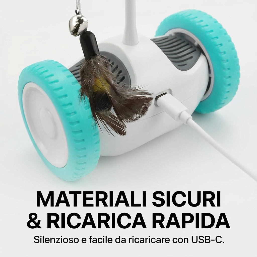 Giocattolo autonomo per gatti – design tumbler e auto-evitamento
