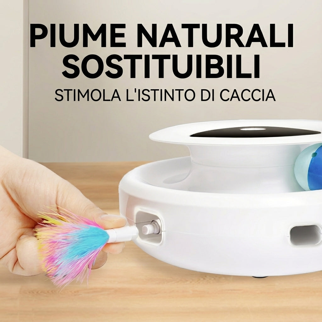 Gioco interattivo 2-in-1 con piuma e palla – 5 modalità