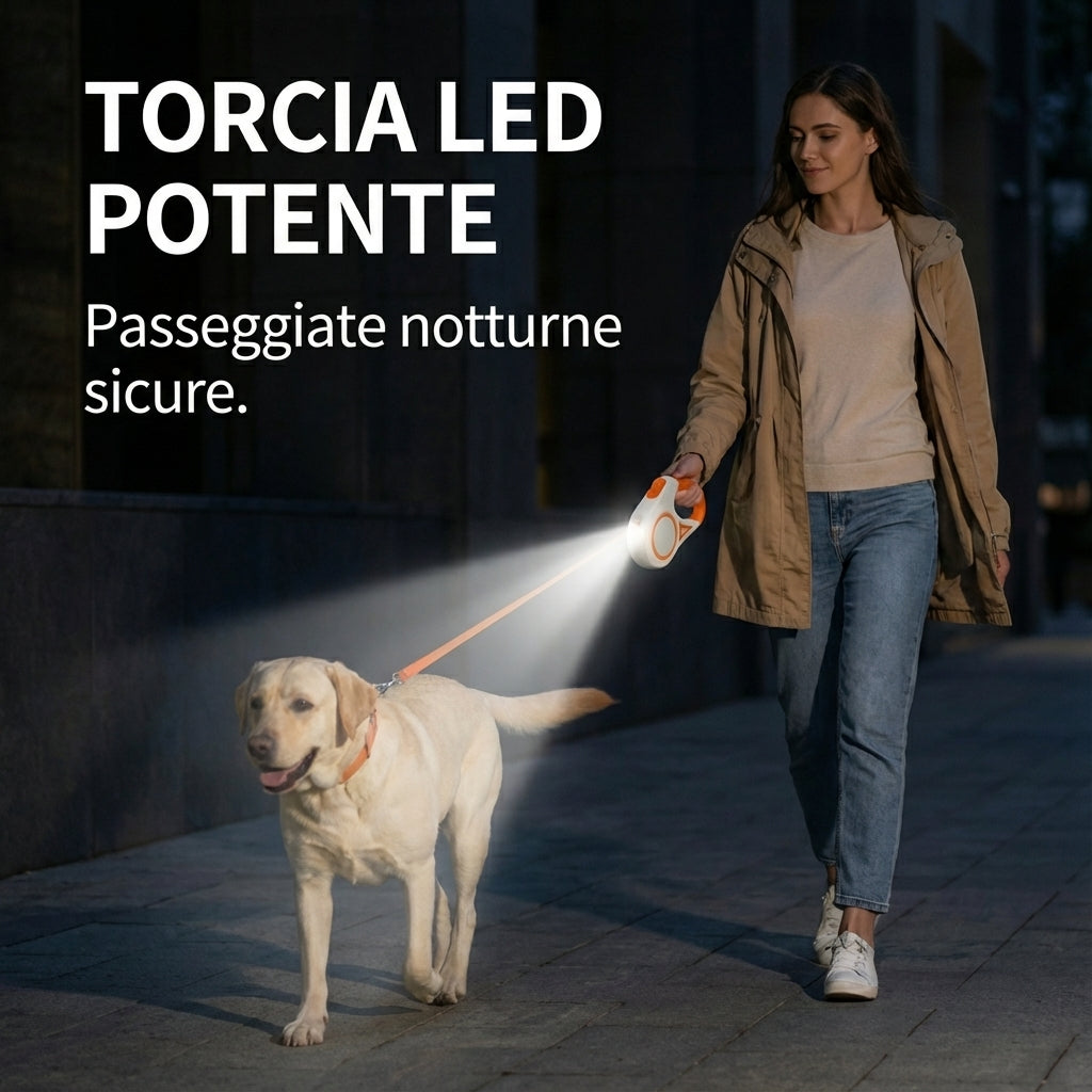 Guinzaglio retrattile 5 m con luce LED – Passeggiate sicure
