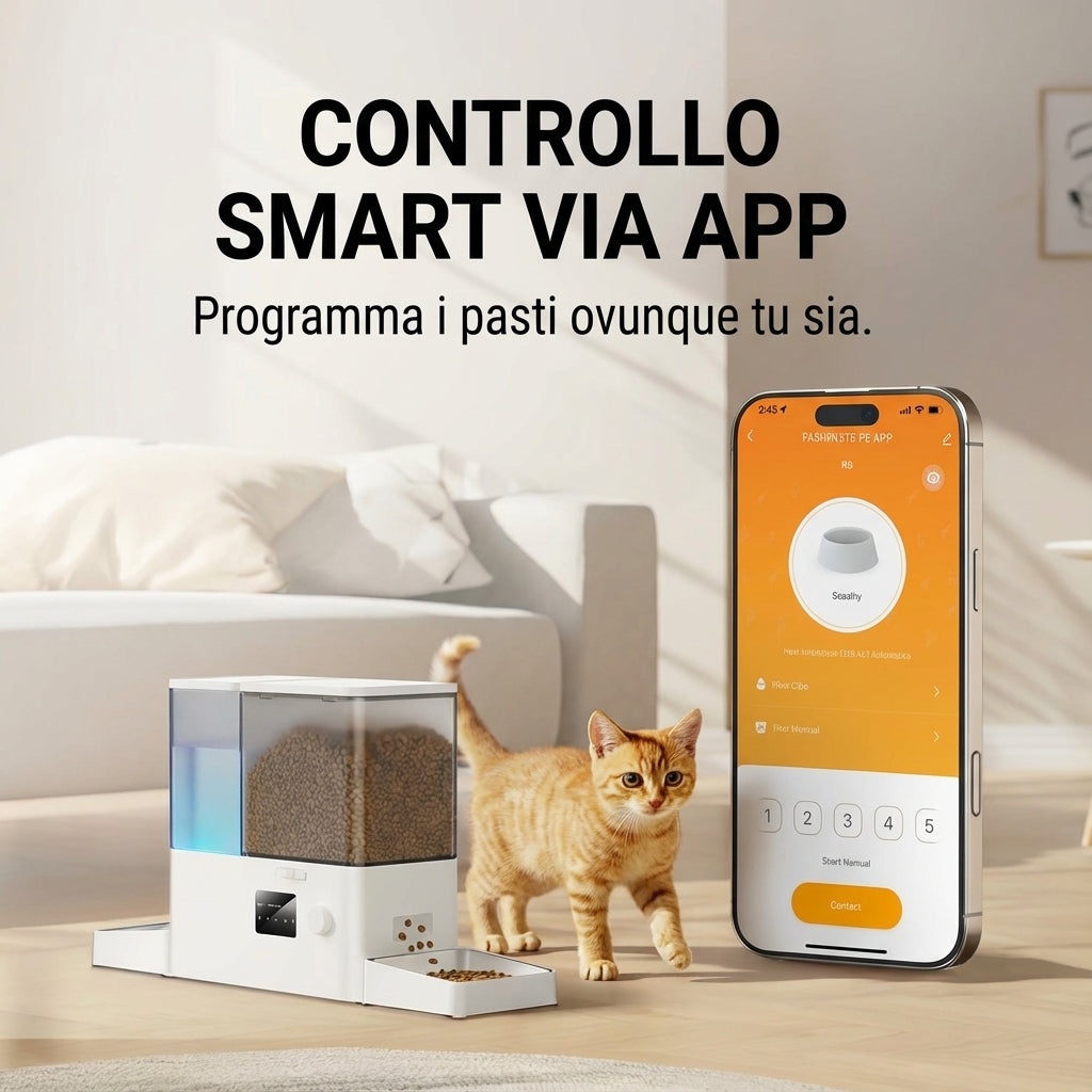 Stazione pasti 2-in-1: fontanella 8, 5 L + dispenser kibble