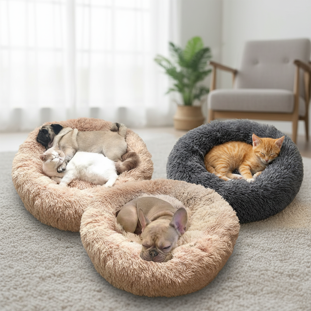 Cuccia rotonda in peluche (40 – 90 cm) – Comfort avvolgente per cani e gatti