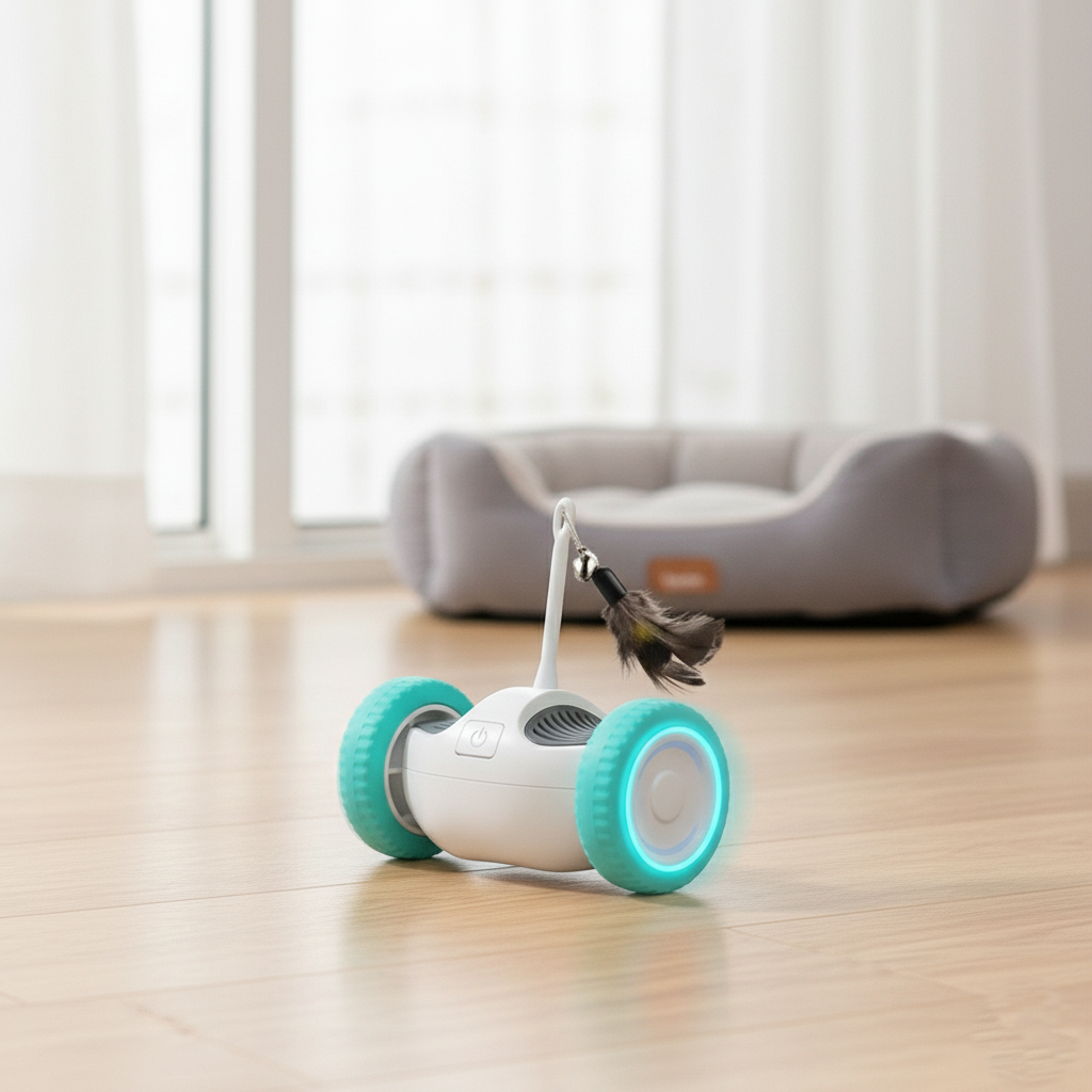 Giocattolo autonomo per gatti – design tumbler e auto-evitamento