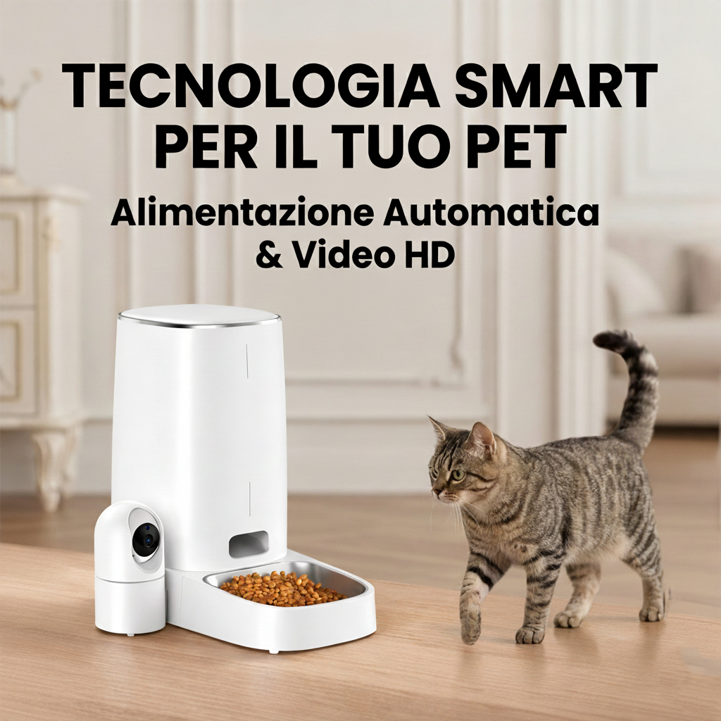 Dispenser automatico 4 L con videocamera 360° – Monitoraggio e alimentazione