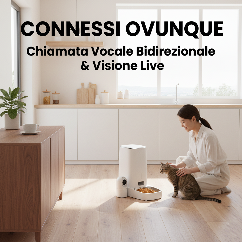 Dispenser automatico 4 L con videocamera 360° – Monitoraggio e alimentazione