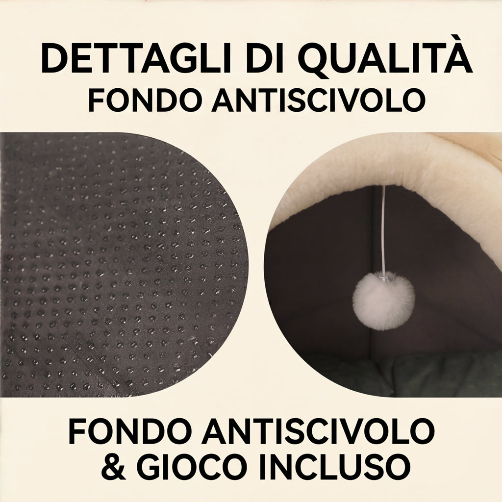 Cuccia caverna pieghevole – Morbida e lavabile